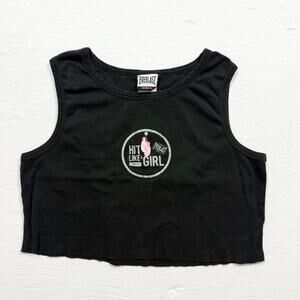 Everlast “Hit Like A Girl” Black Cutoff Crop Tank, Size XL